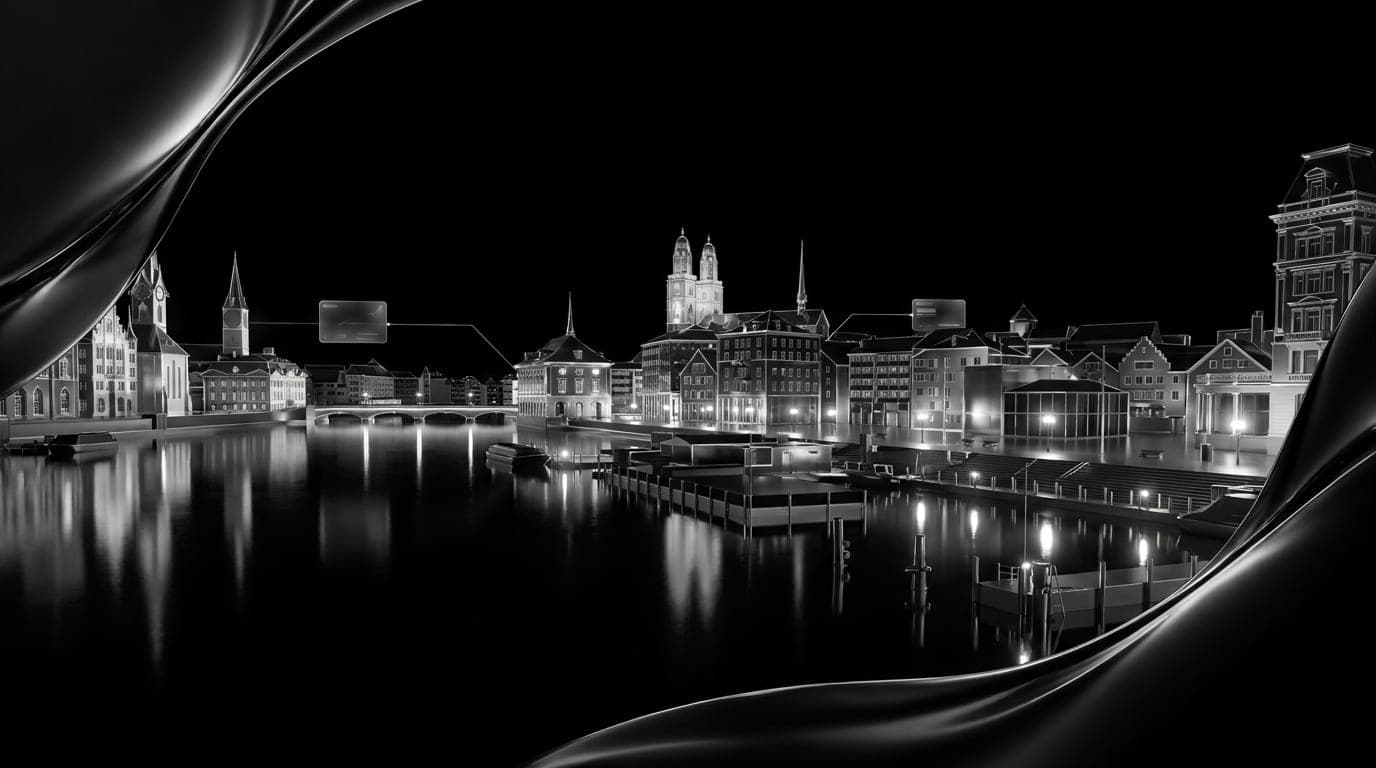 Zurich's old town on the Limmat at night